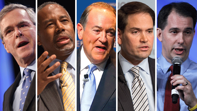 Jeb Bush, Scott Walker, Mike Huckabee, Ben Carson, Marco Rubio