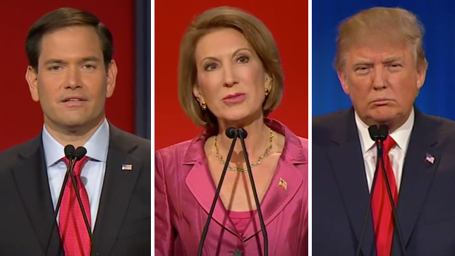 Marco Rubio, Carly Fiorina, Donald Trump