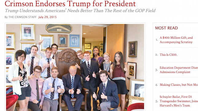 Donald Trump, Harvard Crimson, Harvard Lampoon