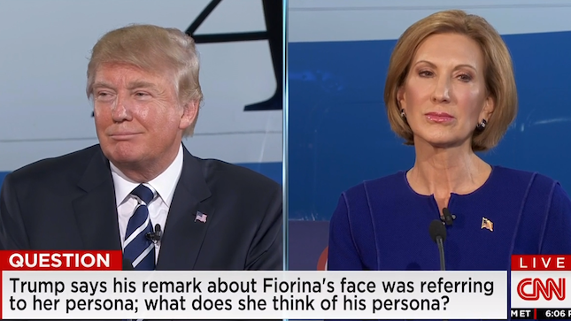 Donald Trump, Carly Fiorina, Face, GOP debate