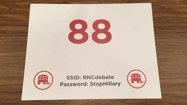 RNC, Password, Wi-Fi, StopHillary, GOP debate