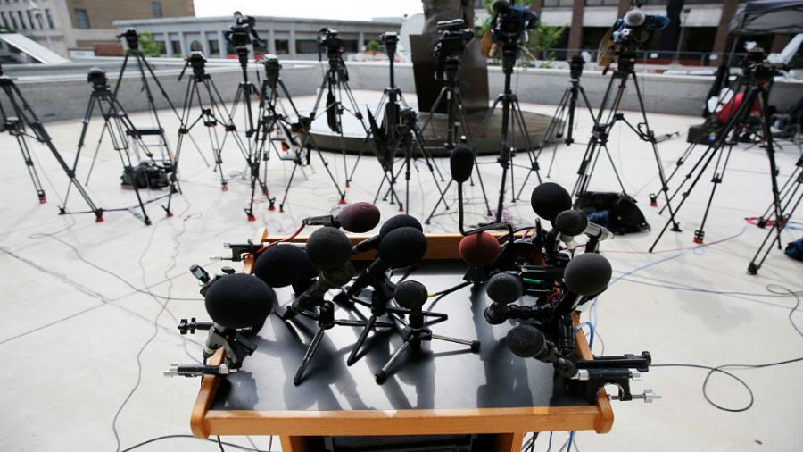 TV cameras and microphones