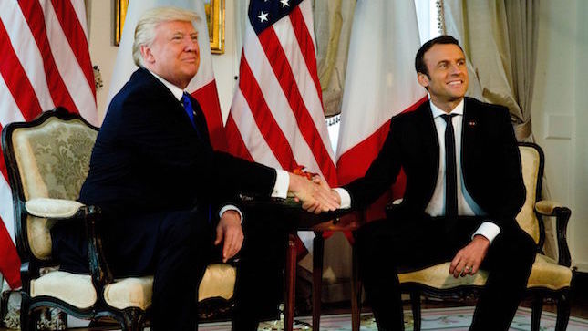 President Trump, French president, Emmanuel Macron, handshake