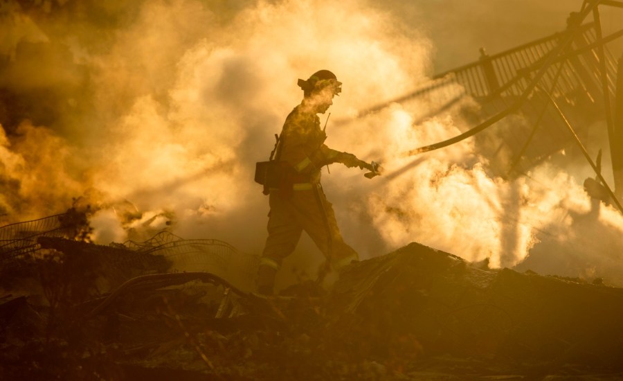 a photo of a firefighter in San Bernardino, California