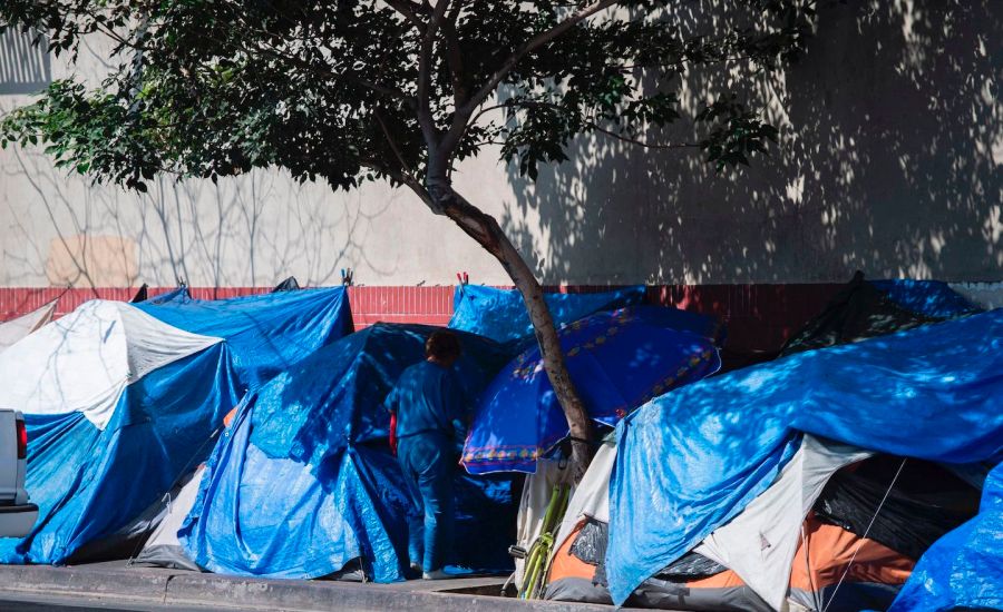 A homeless encampment in California