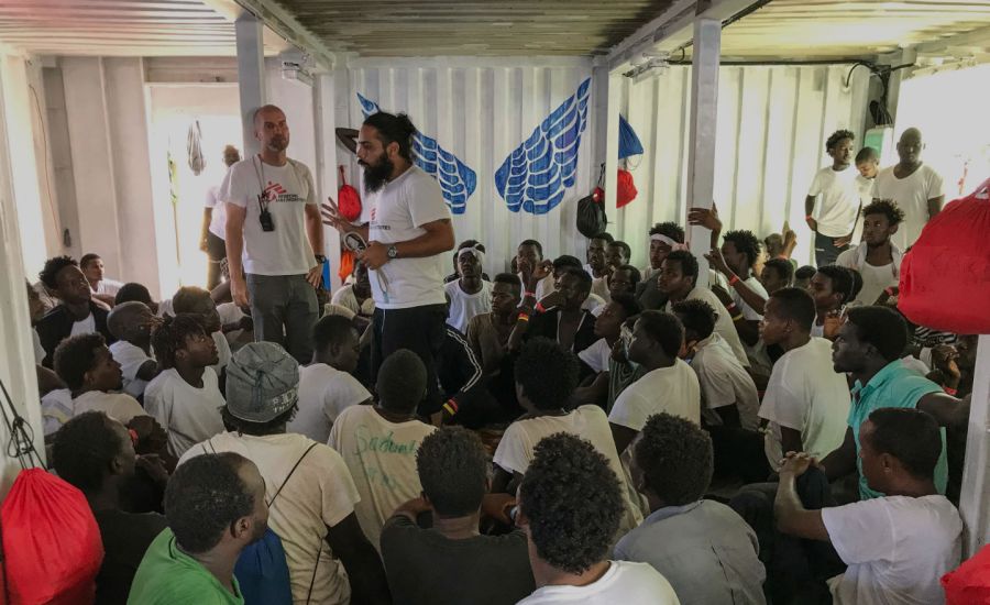 Photo in the Ocean Viking, a ship that rescues migrants stranded on the Mediterranean