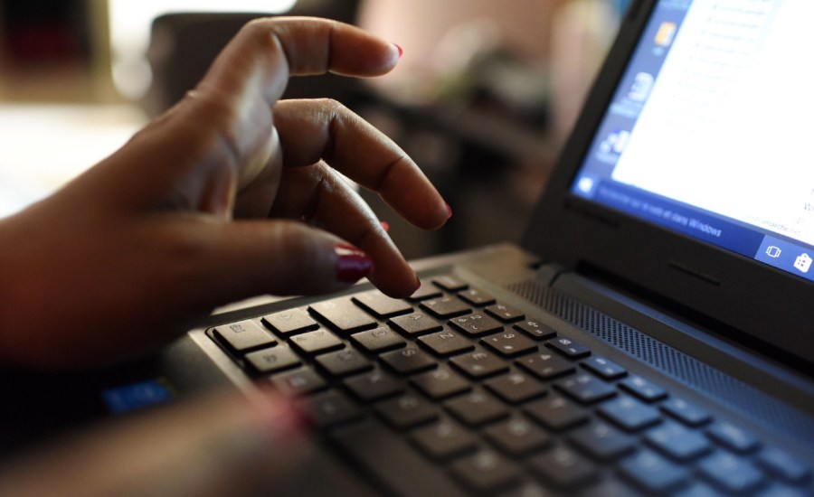 woman using a laptop