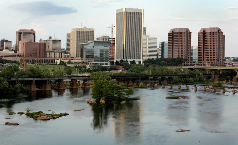 The James River and the skyline of Richmond, Virginia.