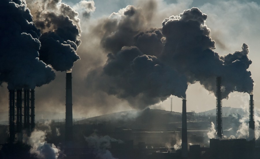 pollution emitting from smoke stacks