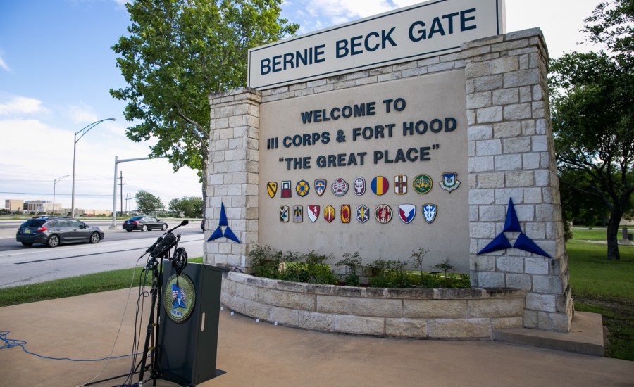 the Bernie Beck gate at Fort Hood