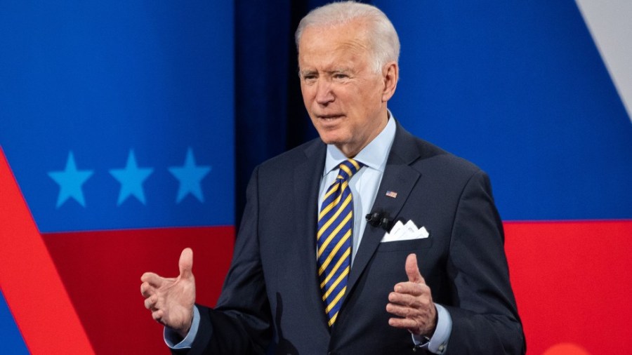 Joe Biden speaks at a town hall event