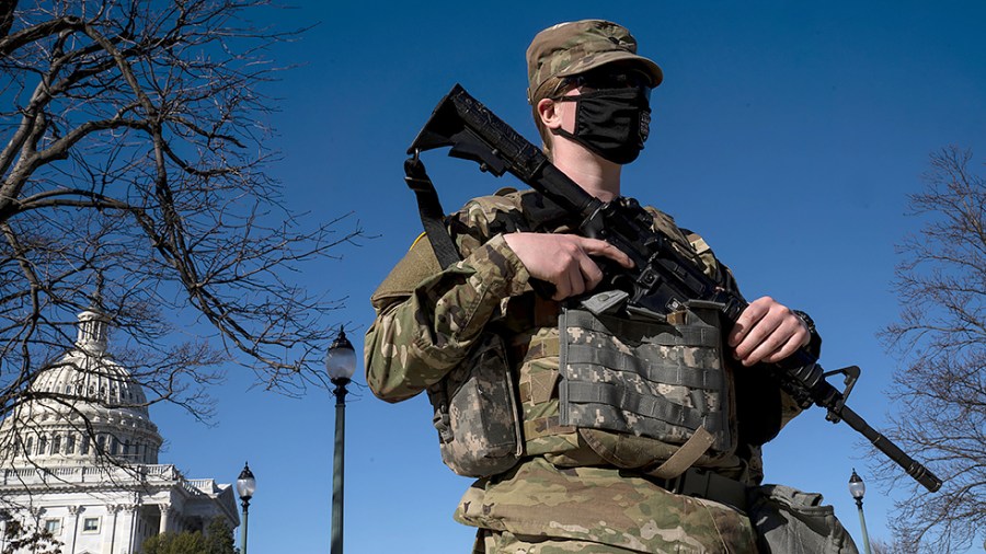 National Guardsman stands by the U.S. Capitol