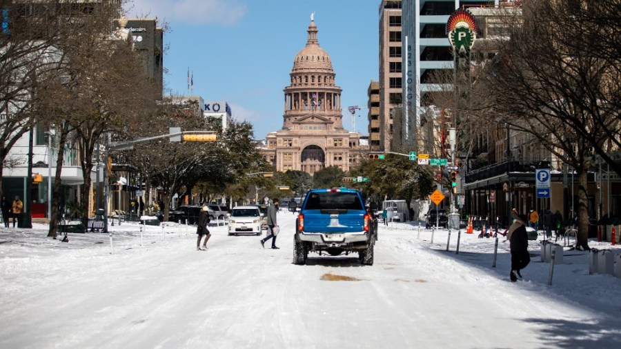 Snow covers Austin, Texas