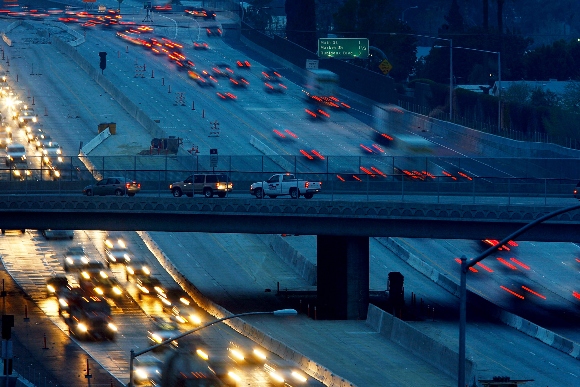 Heavy highway traffic