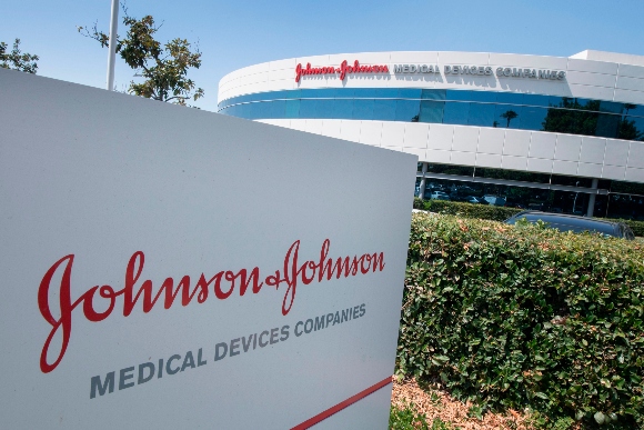 A Johnson & Johnson sign on a building