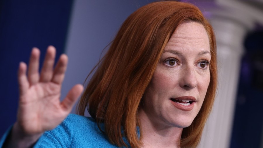 Biden press secretary Jen Psaki speaks with reporters at the White House