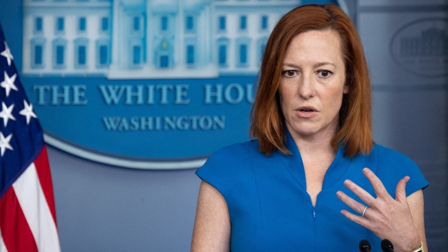 Biden press secretary Jen Psaki answers reporters' questions at the White House