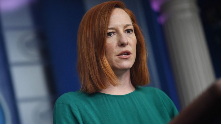 Biden press secretary Jen Psaki speaks with reporters at the White House