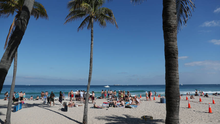 Spring breakers celebrate on the beaches of south Florida