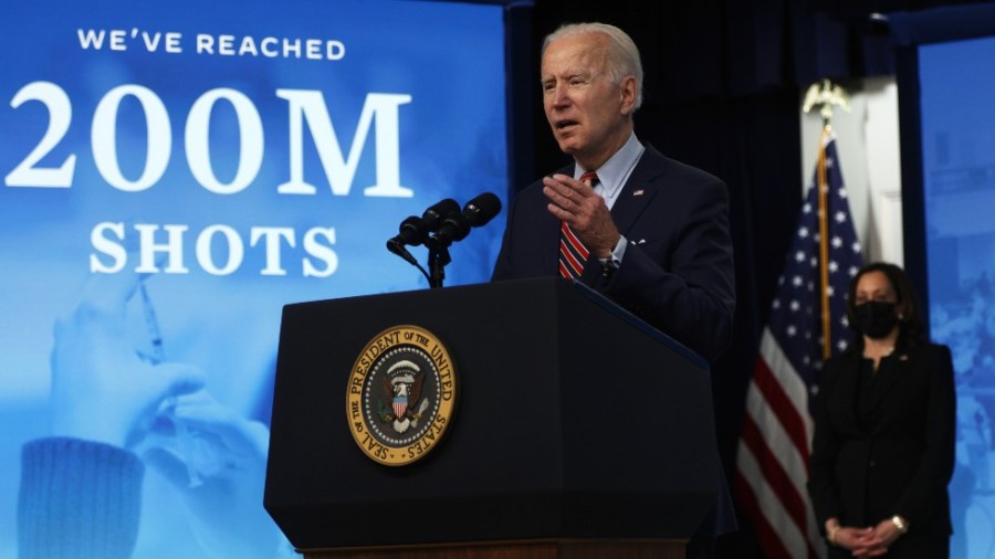 President Biden says the U.S. will reach his goal of 200 million coronavirus vaccine shots by later Wednesday