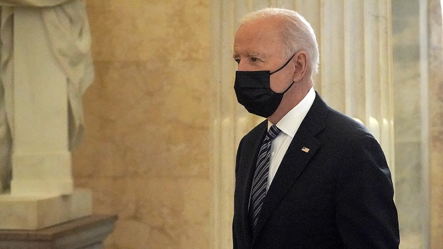 President Biden arrives to participate in a ceremony for the late U.S. Capitol Police Officer William Evans as he lies in honor at the Capitol