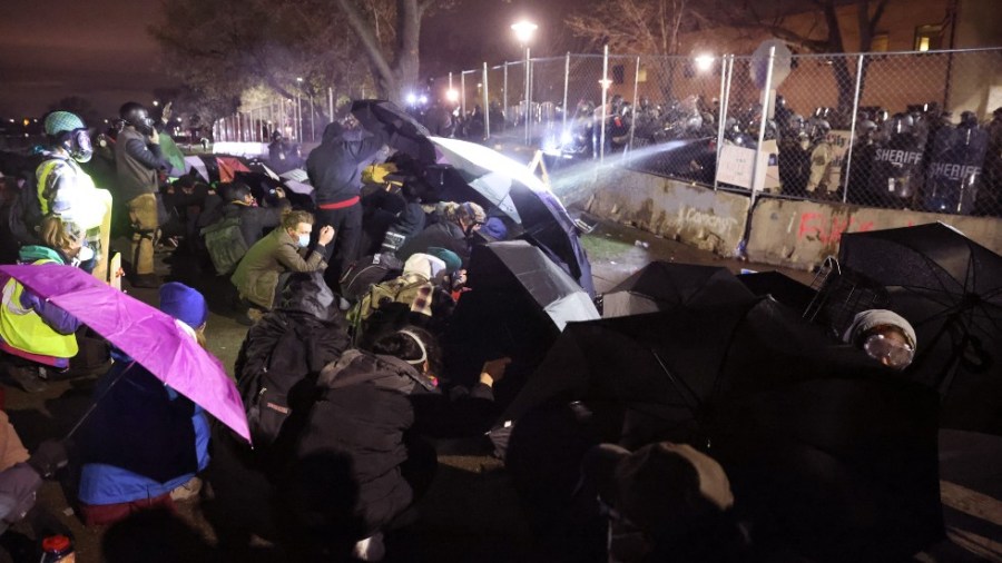 Police, protesters clash in Brooklyn Center