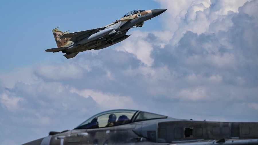 An Israeli F-15 jet takes off from the military airport of Andravida, southern Greece