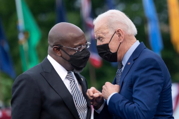 President Biden with Sen. Raphael Warnock