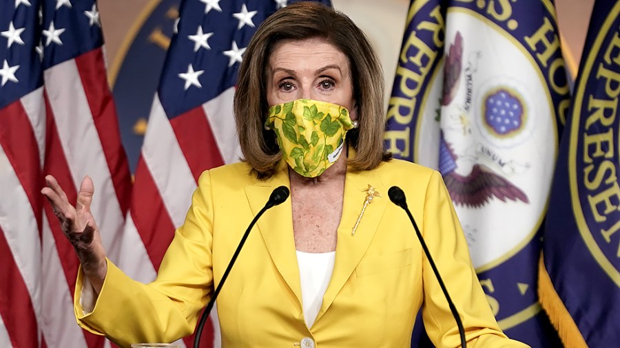 Speaker Nancy Pelosi (D-Calif.) addresses reporters during her weekly on-camera press conference