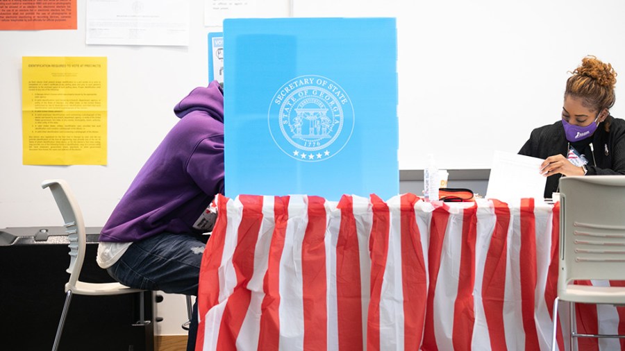 A person votes in the 2020 General Election in Georgia