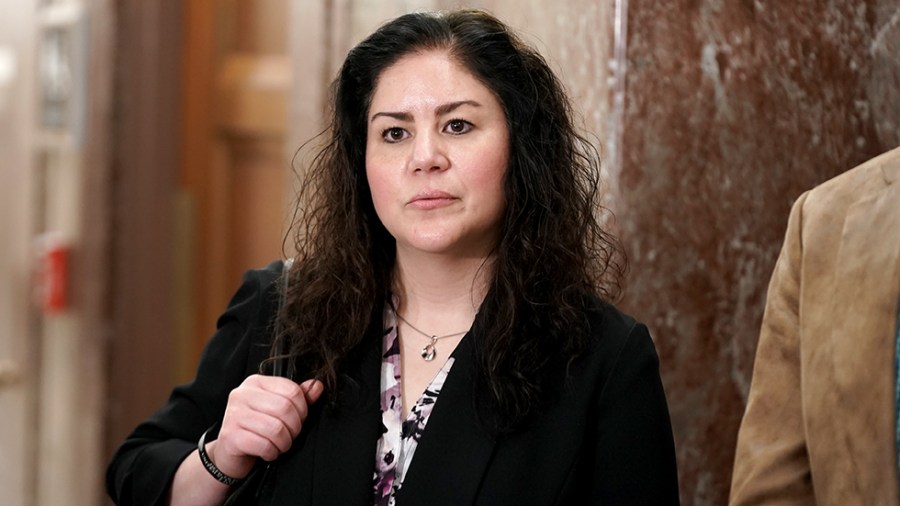 Sandra Garza is seen after her meeting with Sen. Susan Collins (R-Maine) regarding the January 6 commission on May 27