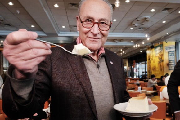 Sen. Chuck Schumer with some cake