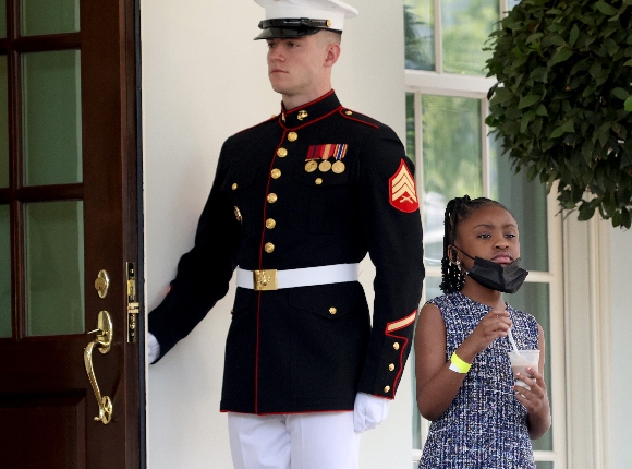 Gianna Floyd, daughter of George Floyd, departs the White House