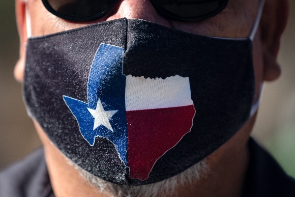 A mask with a Texas logo