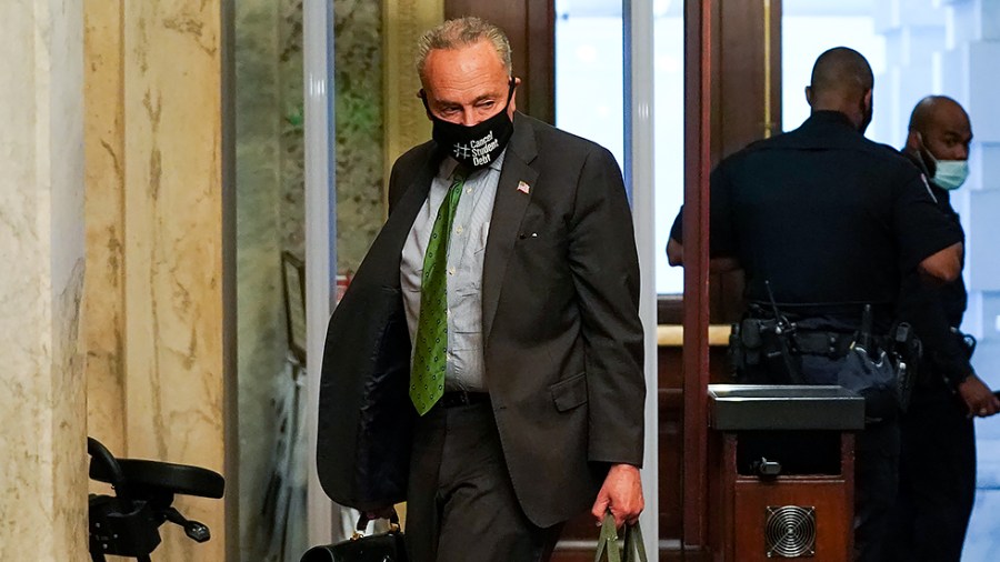 Majority Leader Charles Schumer (D-N.Y.) arrives to the Capitol on May 10