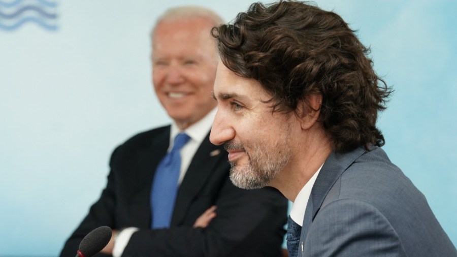 President Biden and Canadian Prime Minister Justin Trudeau attend a Group of Seven summit in England