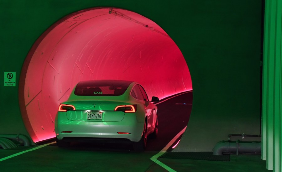 boring company co elon musk las vegas convention center LVCC tunnel tesla car fleet miles million