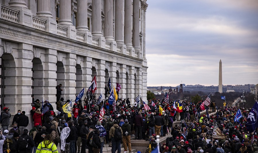 Rioters outside of the U.S. Capitol building