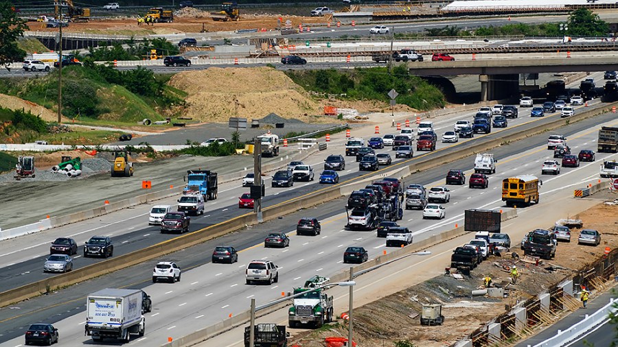 Traffic is seen due to the I-66 widening project near Fairfax, Va., on June 2