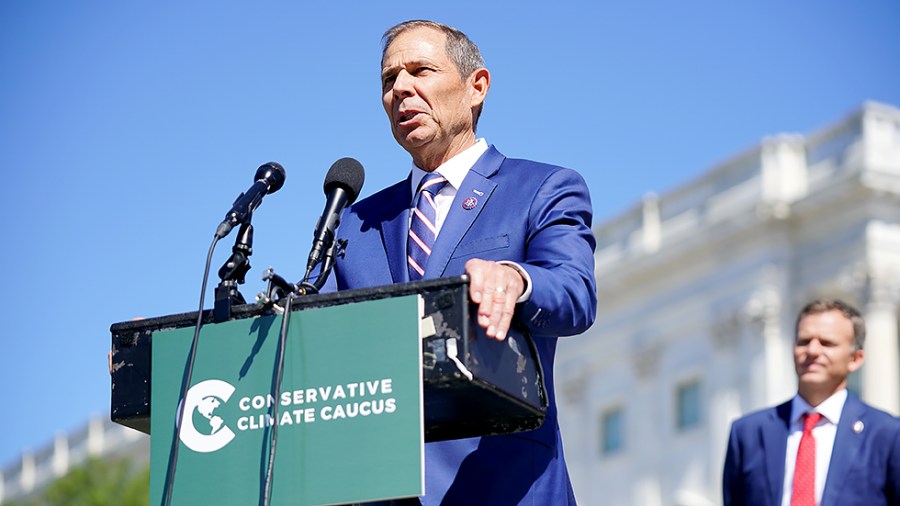 Rep. John Curtis (R-Utah) addresses reporters during a press conference on June 23, 2021 to introduce the Conservative Climate Caucus