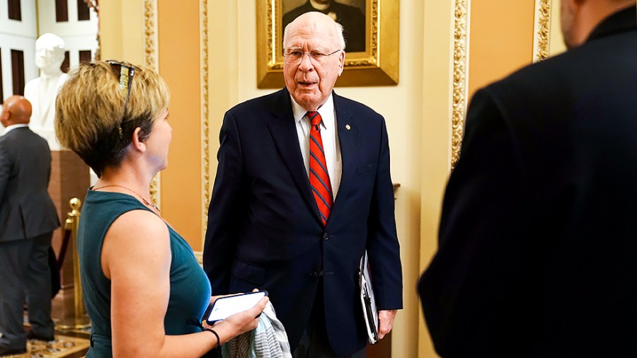 Sen. Patrick Leahy (D-Vt.) speaks to reporters on June 14