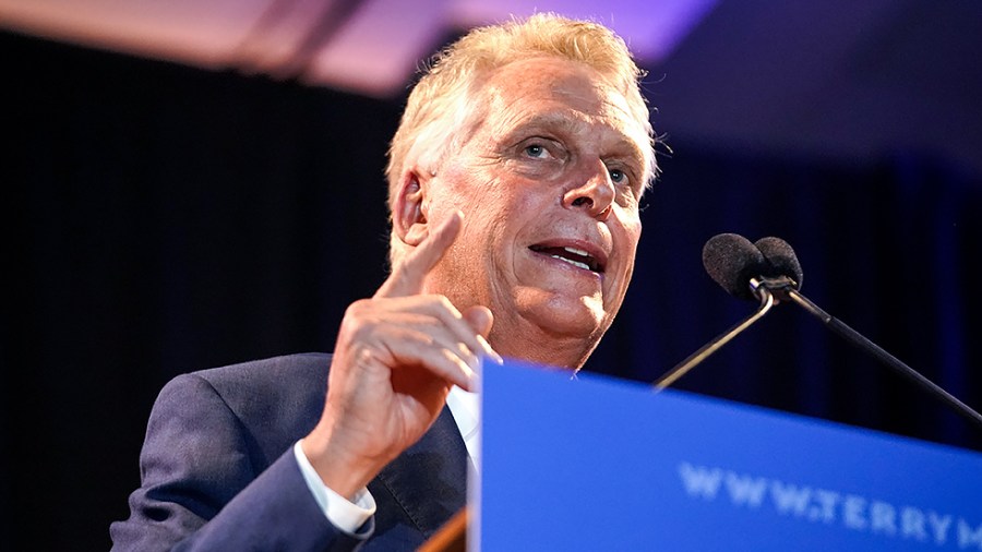 Virginia Democratic gubernatorial candidate Terry McAuliffe celebrates his primary win in McLean, Va. on June 8