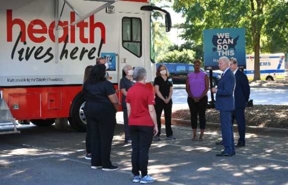 Biden at a health care event in Raleigh, N.C.