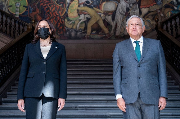 Vice President Kamala Harris and Mexican President Andres Manuel Lopez Obrador