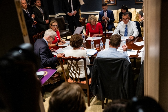 Sen. Bill Cassidy (R-LA), U.S. Sen. Kyrsten Sinema (D-AZ), U.S. Sen. Lisa Murkowski (R-AK), and U.S. Sen. Mitt Romney (R-UT) hold a bipartisan meeting on infrastructure