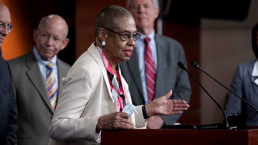 Del. Eleanor Holmes Norton (D-D.C.) addresses reporters during a press conference on June 30 to discuss the INVEST in America Act which will focus on infrastructure and transportation.