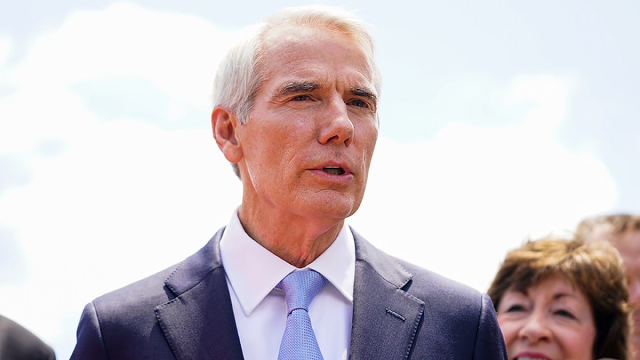 Sen. Rob Portman (R-Ohio) returns to the Capitol from the White House on June 24 meeting with President Biden and members of a bipartisan group of Senators to discuss an infrastructure plan