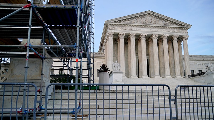 The Supreme Court is seen at sunset on June 7