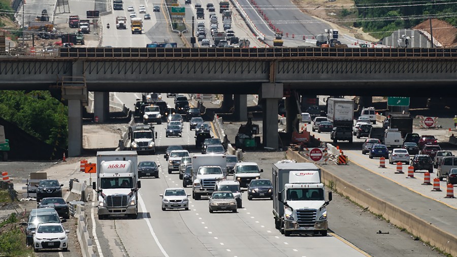 Traffic is seen due to the I-66 widening project near Fairfax, Va., on June 2