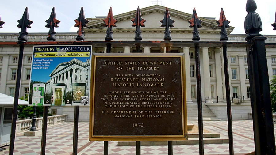 The Department of Treasury headquarters is seen in Washington, D.C., on June 3